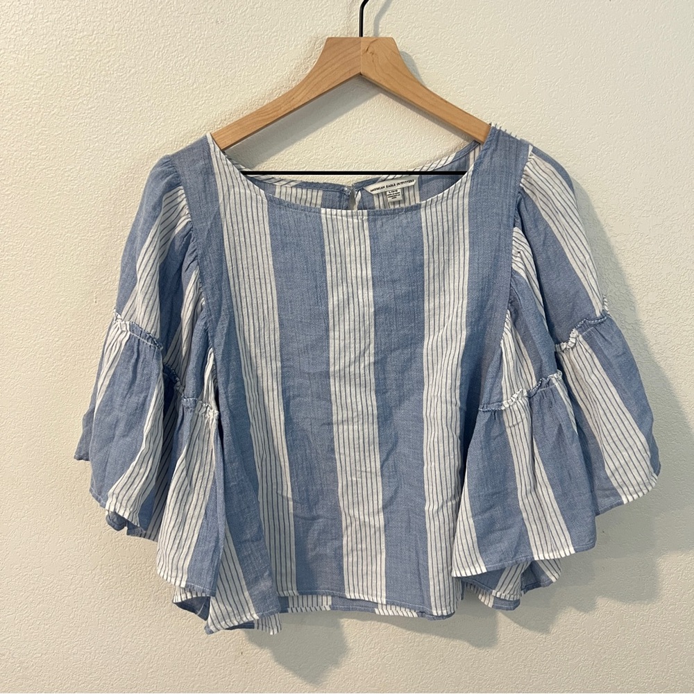 American Eagle Outfitters Blue and White Striped Blouse